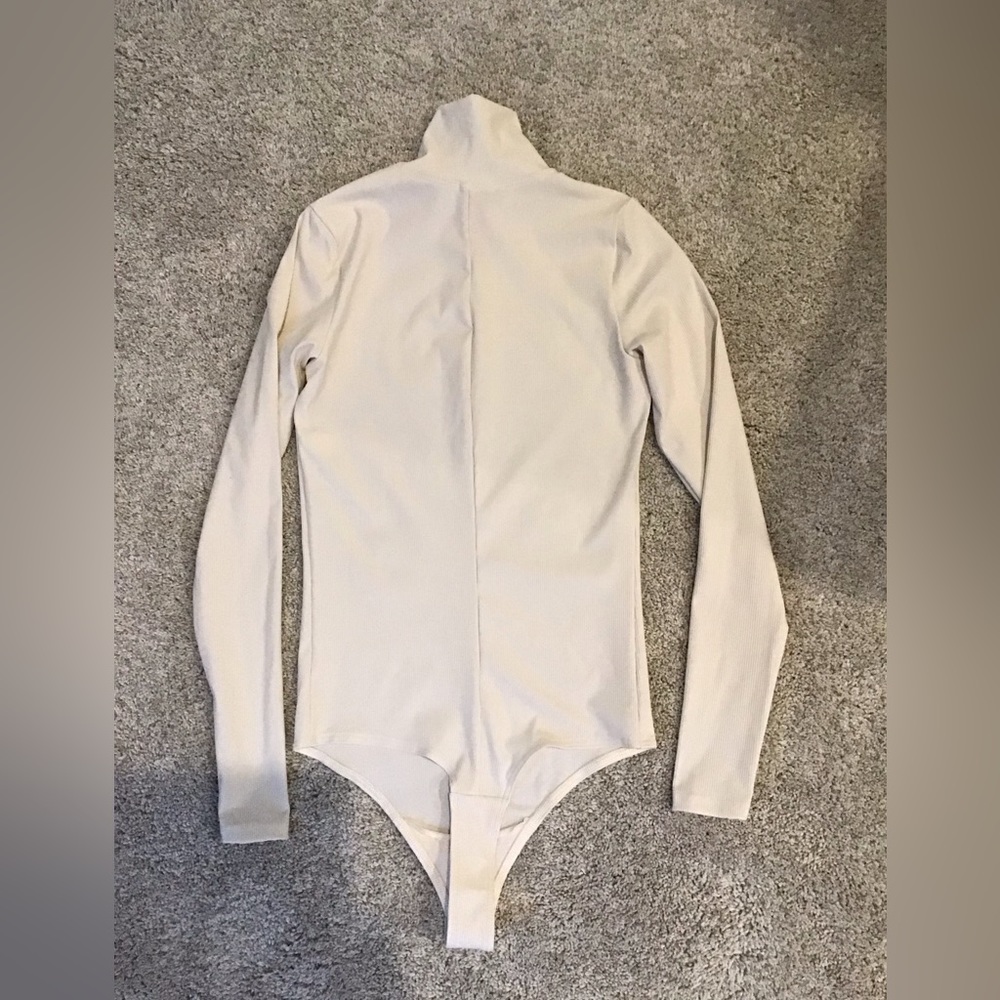 SPANX Suit Yourself Ribbed Long Sleeve Turtleneck Bodysuit | Cream - Picture 12 of 13
